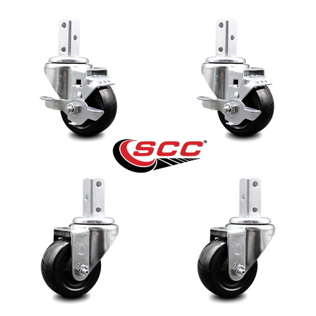 Service Caster 3 Inch Hard Rubber Wheel Swivel 3/4 Inch Square Stem Caster Brakes SCC, 2PK SCC-SQ20S314-HRS-TLB-34-2-S-2